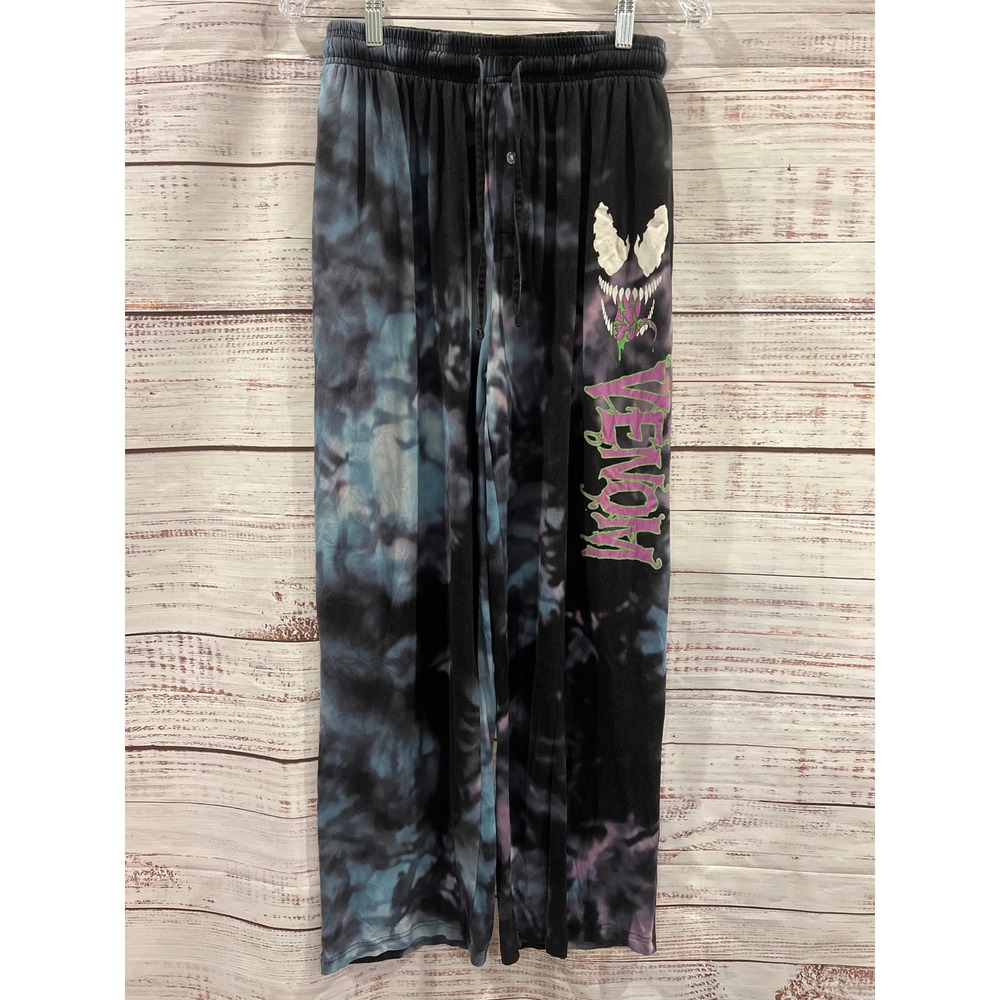 Marvel Venom Tie Dye Lounge Pants Mens Medium Black Blue Purple Slime Logo